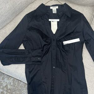 NEW Vertigo PARIS women’s black long sleeve button down shirt size XS